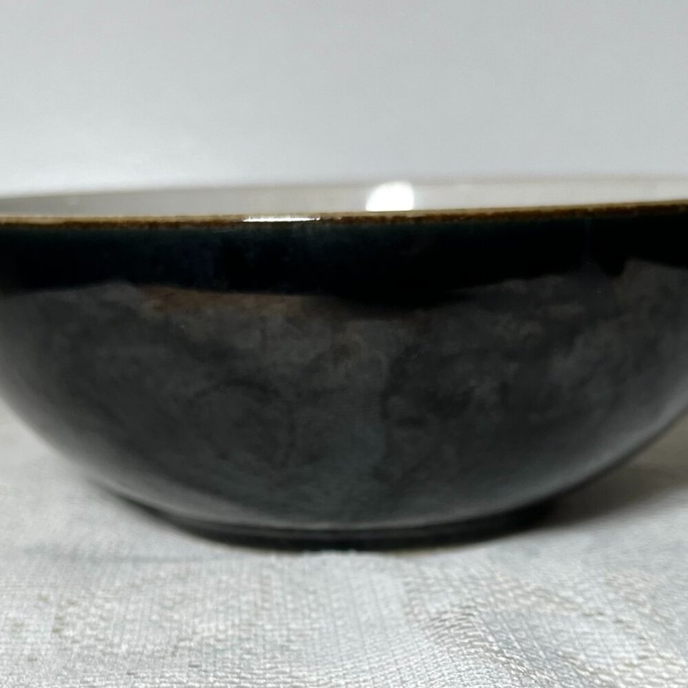DENBY-Langley England Black Pepper - Coupe Cereal Bowl, White Inside, Stoneware